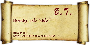 Bondy Tádé névjegykártya